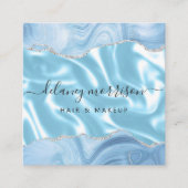 ブルーアガテシルバーグリッターラグジュアリー スクエア名刺 (正面)