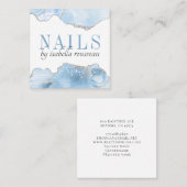 ブルーアガテシルバーグリッター爪、 ネイルマニキュリストスクエア スクエア名刺 (正面/裏面)