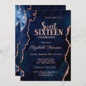 ブルーアガテマーブルバラ金ゴールドスウィート16 招待状 (正面/裏面)