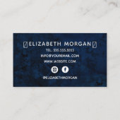 ブルーアガテマーブルバラ金ゴールド水彩スクリプト 名刺 (裏面)