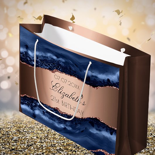 ブルーアガテ銅誕生日パーティー ラージペーパーバッグ