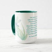 ブルーアクアのアッシジ・ドラゴンフライの聖フランシス マグカップ (正面左)