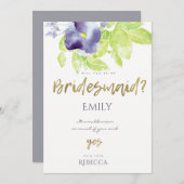 ブルーアクアインク ウォーターカラー フラワーブライドズメイド 招待状 (正面/裏面)