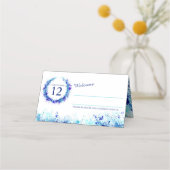 ブルーアクアウォーター結婚カラースグラス座席表 プレイスカード (正面)