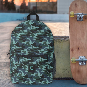 ブルーアクアカモフラージパターンモノグラム プリントバックパック