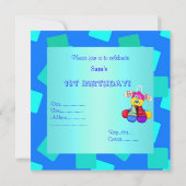 ブルーアクアキュベッド1st誕生日招待状 招待状 (裏面)