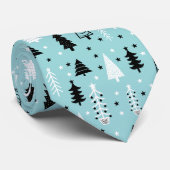 ブルーアクアクリスマスツリーフォレストパターン ネクタイ (ロール)