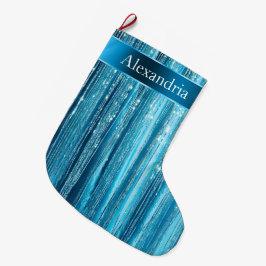 ブルーアクアグラムグリッツクリスマスネーム ラージクリスマスストッキング