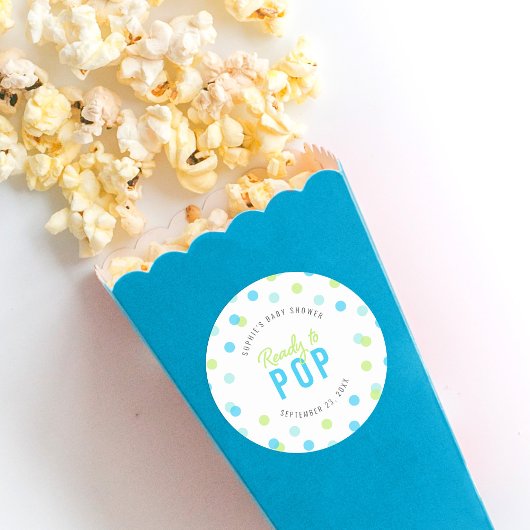 ブルーアクアグリーン紙吹雪準備ポップ・アートの赤ちゃんシャワー ラウンドシール