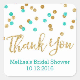 ブルーアクアゴールドコンフェッティブライダルシャワー特典タグ スクエアシール