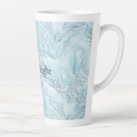 ブルーアクアシルバーマーブルスワーズ カフェラテマグ (右)