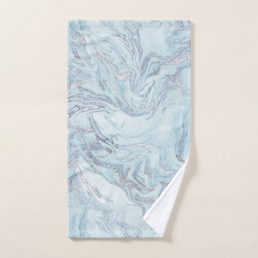 ブルーアクアシルバーマーブル ハンドタオル (ハンドタオル)