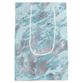 ブルーアクアシルバーマーブル ミディアムペーパーバッグ (裏面)
