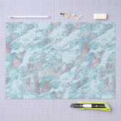 ブルーアクアシルバーマーブル 薄葉紙 (クラフト)