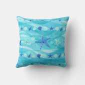 ブルーアクアスタフィッシュシーシェル海波沿岸 クッション (裏面)