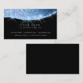 ブルーアクアスパークリダイヤモンドグリッターグラムブラック 名刺 (正面/裏面)