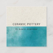ブルーアクアセラミック釉陶磁器の斑入りテクスチャー スクエア名刺 (正面)