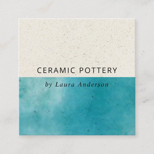 ブルーアクアセラミック釉陶磁器の斑入りテクスチャー スクエア名刺 (正面)