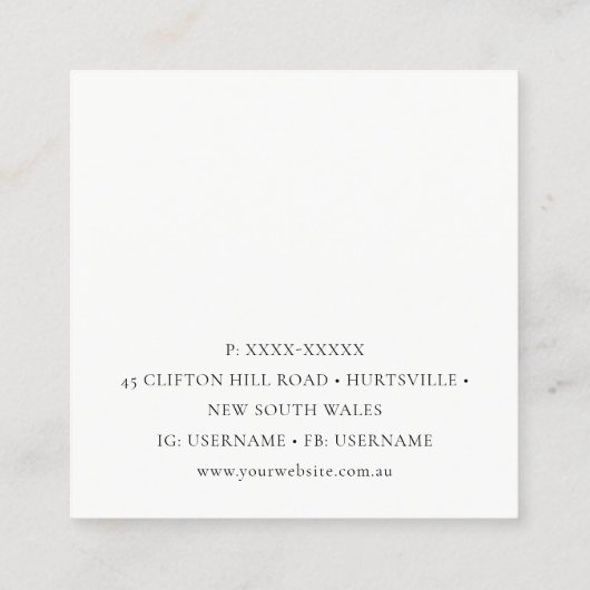 ブルーアクアセラミック釉陶磁器の斑入りテクスチャー スクエア名刺 (裏面)