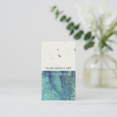 ブルーアクアティール(緑がかった色)流動性アクリル樹脂美術家 名刺 (スタンド正面)