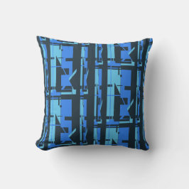 ブルーアクアネイビーサウスウエストルックトライバルアートモザイク クッション