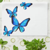 ブルーアクアバタフライウォーターカラーキッチンタオル キッチンタオル (折り畳み)