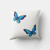 ブルーアクアバタフライ水彩装飾用クッション クッション (裏面)