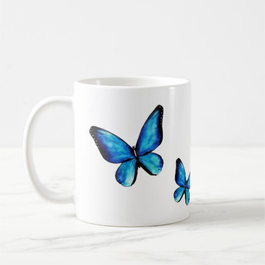 ブルーアクアバタフライ水色 コーヒーマグカップ (左)