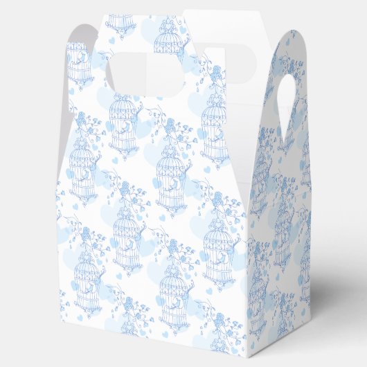 ブルーアクアバードケージパターン(の模様が)ある結婚式の引き出物ボックス フェイバーボックス (オープン)