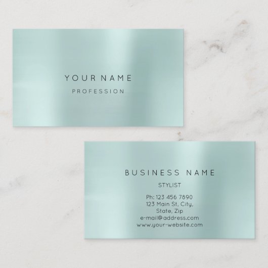 ブルーアクアパール抽象芸術シルクミニマルメタリック 名刺 (正面/裏面)