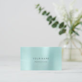 ブルーアクアパール抽象芸術シルクミニマルメタリック 名刺 (スタンド正面)