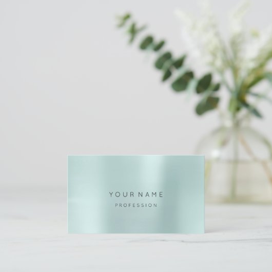 ブルーアクアパール抽象芸術シルクミニマルメタリック 名刺 (スタンド正面)