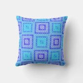 ブルーアクアブルースクエアパターンボホ クッション (裏面)