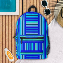 ブルーアクアマリン海ストライプ抽象芸術パターン プリントバックパック