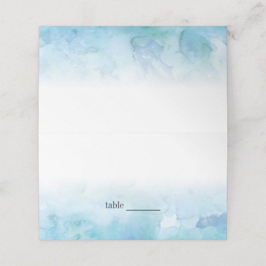 ブルーアクアマリン結婚ウォーターカラー座席表 プレイスカード (外部開封)