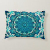 ブルーアクアマンダラロゼットレトロヒッピー アクセントクッション (裏面)