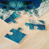 ブルーアクアマンダラロゼットレトロヒッピー ジグソーパズル (側面)