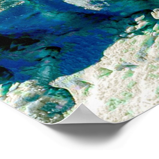 ブルーアクアマンダラロゼットレトロヒッピー ポスター (角)