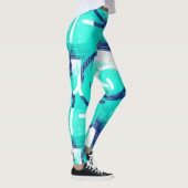 ブルーアクア抽象芸術パターンヨガレギンス レギンス (右)