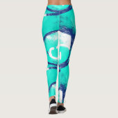 ブルーアクア抽象芸術パターンヨガレギンス レギンス (裏面)