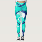 ブルーアクア抽象芸術パターンヨガレギンス レギンス (正面)