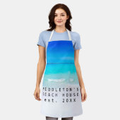 ブルーアクア海シービーチコースタルパーソナルファミリー エプロン (着用した状態)