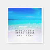 ブルーアクア海シービーチコースタルパーソナルファミリー スタンダードカクテルナプキン (正面)