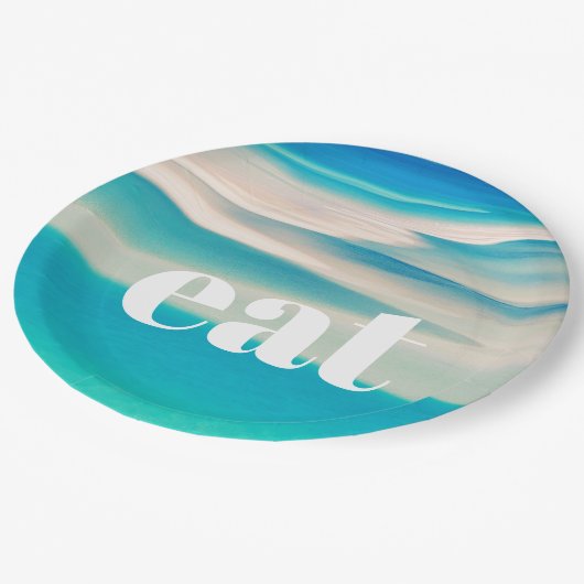 ブルーアクア海シービーチコースト ペーパープレート (アングル)