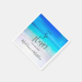 ブルーアクア海ビーチコースト結婚ーエンゲージメント スタンダードカクテルナプキン (角)