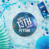 ブルーアクア銀河系パーソナライズされたバースデーパーティー ペーパープレート (パーティー)