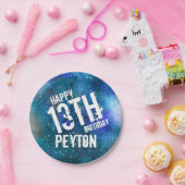 ブルーアクア銀河系パーソナライズされたバースデーパーティー ペーパープレート (パーティー)