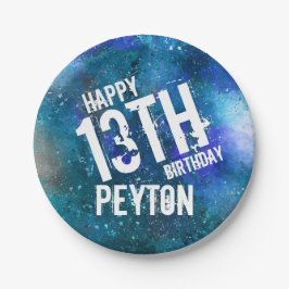 ブルーアクア銀河系パーソナライズされたバースデーパーティー ペーパープレート