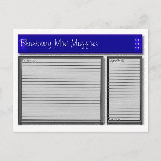 ブルーアクセントカスタムレシピカード ポストカード (正面)