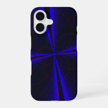 ブルーアクセントクローバーリーフ幾何学柄iPhone 16ケース